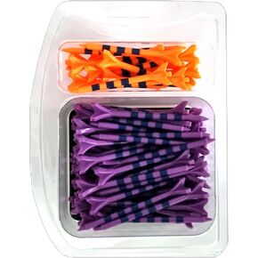Premium 4-Prong Head Design Strips Assorted Colourful Long Golf Tees | 65-Piece Set | Unbreakable Plastic Tees for Maximised Distance and Accuracy