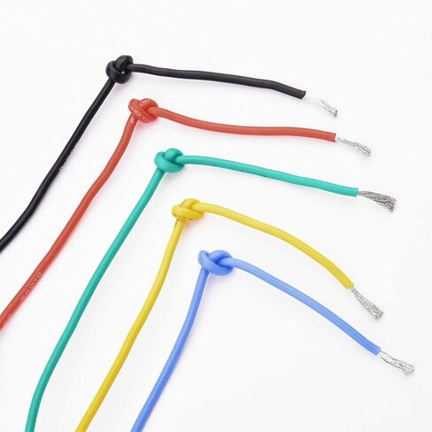 18 AWG Stranded Electrical Wire 18 Gauge Tinned Copper Wires Flexible Silicone Electric Hookup Wire Kit OD:2.3mm, 5 Colors 16.4ft/5m Each, DIY/Automotive/Home/Power Wiring Kit by Sznnzd™ in Saudi Arabia