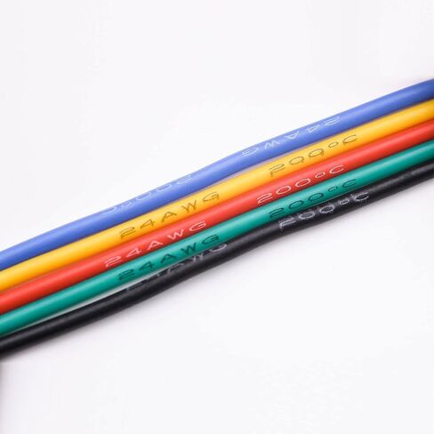 18 AWG Stranded Electrical Wire 18 Gauge Tinned Copper Wires Flexible Silicone Electric Hookup Wire Kit OD:2.3mm, 5 Colors 16.4ft/5m Each, DIY/Automotive/Home/Power Wiring Kit by Sznnzd™ in Saudi Arabia