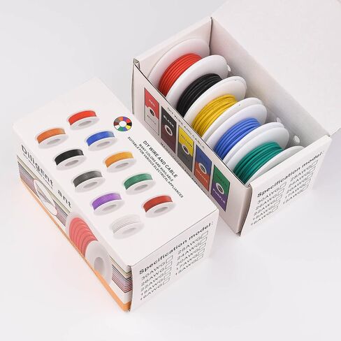 18 AWG Stranded Electrical Wire 18 Gauge Tinned Copper Wires Flexible Silicone Electric Hookup Wire Kit OD:2.3mm, 5 Colors 16.4ft/5m Each, DIY/Automotive/Home/Power Wiring Kit by Sznnzd™ in Saudi Arabia