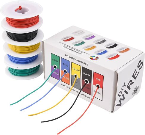 18 AWG Stranded Electrical Wire 18 Gauge Tinned Copper Wires Flexible Silicone Electric Hookup Wire Kit OD:2.3mm, 5 Colors 16.4ft/5m Each, DIY/Automotive/Home/Power Wiring Kit by Sznnzd™ in Saudi Arabia