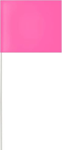 Plain Fluorescent Pink Vinyl Marking Flag - 4″ x 5″ with 18" Plastic Staff - Case of 100 in Saudi Arabia