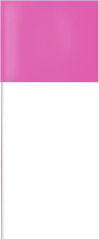 Plain Fluorescent Pink Vinyl Marking Flag - 4″ x 5″ with 18" Plastic Staff - Case of 100 in Saudi Arabia