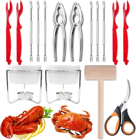 مجموعة أدوات المأكولات البحرية من Artcome مكونة من 16 قطعة تتضمن 2 مقرمشات جراد البحر، 6 شوك سرطان البحر، 4 مقشرات جراد البحر، 2 سخان زبدة، 1 مطارقة سرطان البحر، 1 مقص للأطعمة البحرية in Kuwait