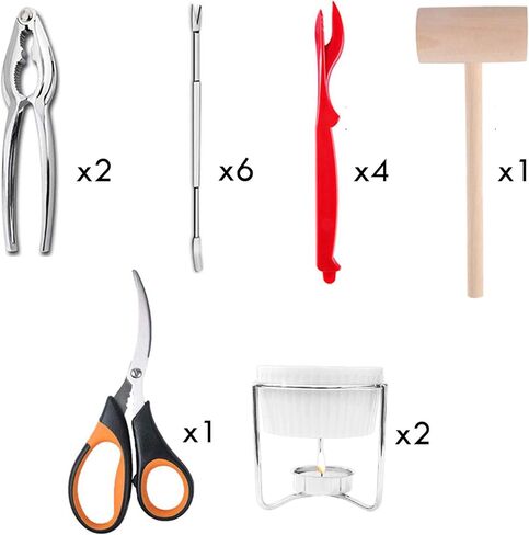 مجموعة أدوات المأكولات البحرية من Artcome مكونة من 16 قطعة تتضمن 2 مقرمشات جراد البحر، 6 شوك سرطان البحر، 4 مقشرات جراد البحر، 2 سخان زبدة، 1 مطارقة سرطان البحر، 1 مقص للأطعمة البحرية in Kuwait