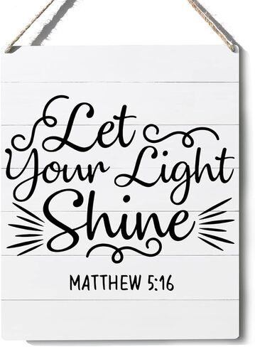الكتاب المقدس الآية تسجيل ديكور ماثيو 5:16 المسيحية علامة خشبية لوحة الجدار شنقا الملصقات 10 "X8" ريفي ديكور غرفة مكتب المنزل in Kuwait