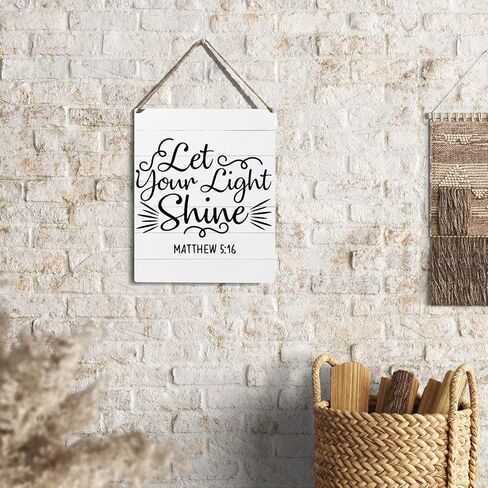 الكتاب المقدس الآية تسجيل ديكور ماثيو 5:16 المسيحية علامة خشبية لوحة الجدار شنقا الملصقات 10 "X8" ريفي ديكور غرفة مكتب المنزل in Kuwait