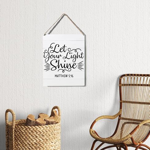 الكتاب المقدس الآية تسجيل ديكور ماثيو 5:16 المسيحية علامة خشبية لوحة الجدار شنقا الملصقات 10 "X8" ريفي ديكور غرفة مكتب المنزل in Kuwait