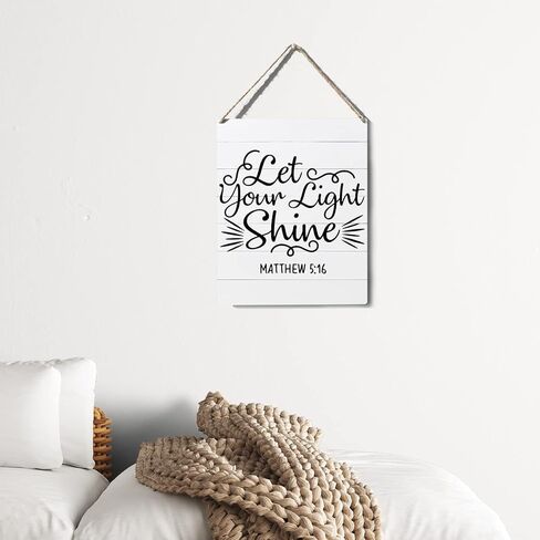 الكتاب المقدس الآية تسجيل ديكور ماثيو 5:16 المسيحية علامة خشبية لوحة الجدار شنقا الملصقات 10 "X8" ريفي ديكور غرفة مكتب المنزل in Kuwait