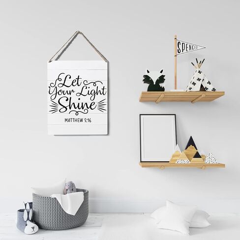 الكتاب المقدس الآية تسجيل ديكور ماثيو 5:16 المسيحية علامة خشبية لوحة الجدار شنقا الملصقات 10 "X8" ريفي ديكور غرفة مكتب المنزل in Kuwait