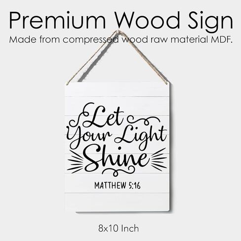 الكتاب المقدس الآية تسجيل ديكور ماثيو 5:16 المسيحية علامة خشبية لوحة الجدار شنقا الملصقات 10 "X8" ريفي ديكور غرفة مكتب المنزل in Kuwait