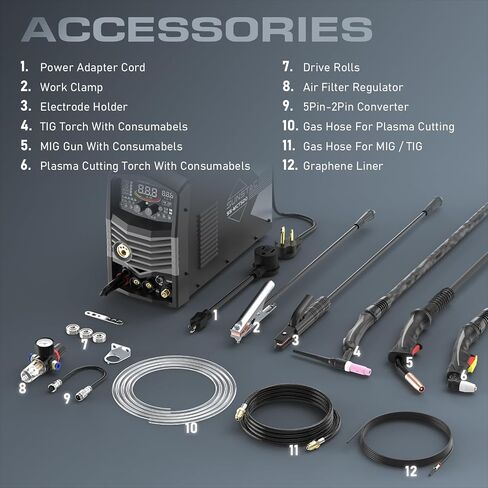 5 in 1 Welding Machine and Plasma Cutter MIG/Flux MIG/HF TIG/Stick Welder 50A Plasma Cutter 200A MIG and 180A Stick Welder 110/220V Dual Voltage Multi Process Welder in Saudi Arabia