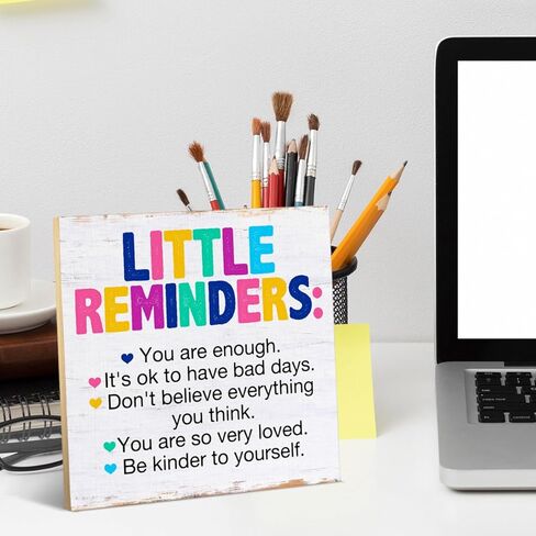 علامة مكتب ديكور خشبية ملهمة، تذكيرات صغيرة تحفيزية، لافتة خشبية للمكتب، رف طاولة لتزيين المنزل والمكتب وغرفة النوم 6.3 × 6.3 بوصة in Kuwait