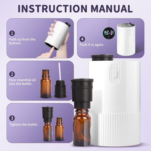 ناشر روائح الزيوت العطرية بدون ماء محمول: ناشر روائح عطرية لاسلكي يعمل بالبطارية للسيارة والمكتب - آلة رائحة العلاج بالروائح في الغرفة - ناشر رائحة قابل لإعادة الشحن عبر USB للمنزل (وردي)... in Kuwait