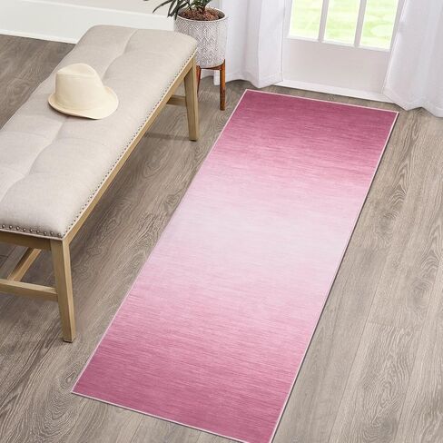 Runner Rug Entry Rug Carpet Runners for Hallway 6ft Non Slip Bathroom Rugs Washable Rugs Modern Area Rug Kitchen Mat Abstract Rug Throw Rugs Stain Resistant Entryway Rugs Indoor Rug 2'x6' Pink in Saudi Arabia