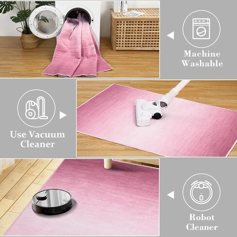 Runner Rug Entry Rug Carpet Runners for Hallway 6ft Non Slip Bathroom Rugs Washable Rugs Modern Area Rug Kitchen Mat Abstract Rug Throw Rugs Stain Resistant Entryway Rugs Indoor Rug 2'x6' Pink in Saudi Arabia