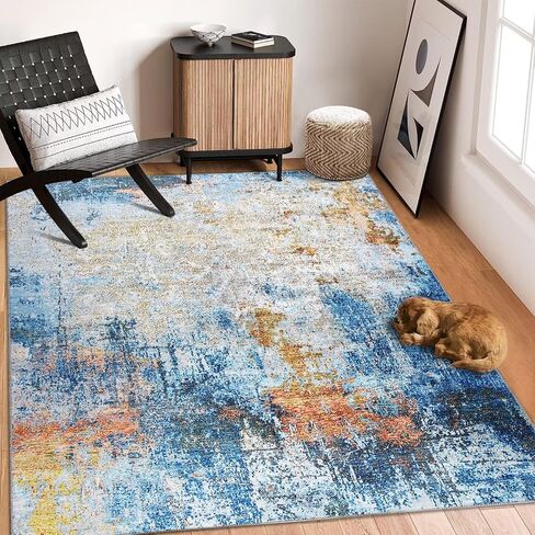 GlowSol Small Area Rug 2x3 Washable Entryway Rug Modern Abstract Indoor Mat Low Pile CarpetNon Slip Non Shedding Fluffy Rug for Bedroom Living Room Entrance, Grey in Saudi Arabia