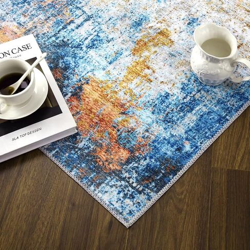 GlowSol Small Area Rug 2x3 Washable Entryway Rug Modern Abstract Indoor Mat Low Pile CarpetNon Slip Non Shedding Fluffy Rug for Bedroom Living Room Entrance, Grey in Saudi Arabia