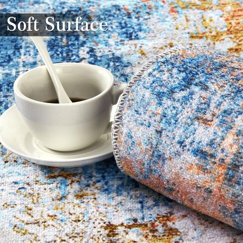 GlowSol Small Area Rug 2x3 Washable Entryway Rug Modern Abstract Indoor Mat Low Pile CarpetNon Slip Non Shedding Fluffy Rug for Bedroom Living Room Entrance, Grey in Saudi Arabia