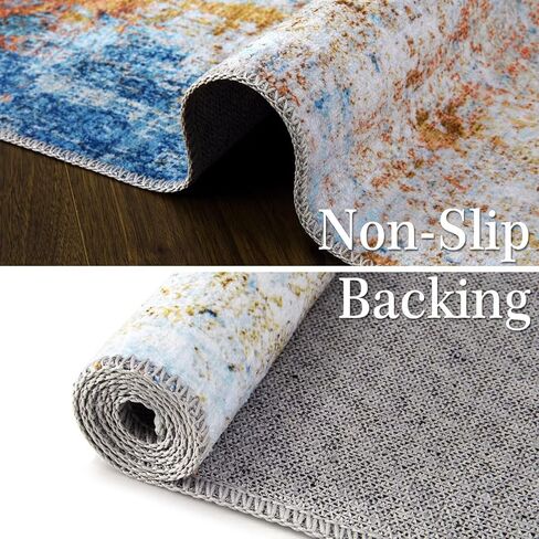 GlowSol Small Area Rug 2x3 Washable Entryway Rug Modern Abstract Indoor Mat Low Pile CarpetNon Slip Non Shedding Fluffy Rug for Bedroom Living Room Entrance, Grey in Saudi Arabia