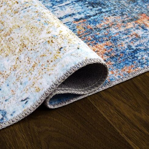 GlowSol Small Area Rug 2x3 Washable Entryway Rug Modern Abstract Indoor Mat Low Pile CarpetNon Slip Non Shedding Fluffy Rug for Bedroom Living Room Entrance, Grey in Saudi Arabia