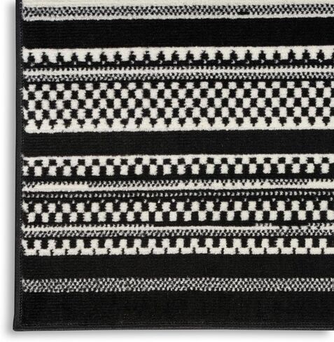 Nourison Grafix Modern Black White 2' x 4' Area -Rug, Easy -Cleaning, Non Shedding, Bed Room, Living Room, Dining Room, Kitchen (2x4) in Kuwait