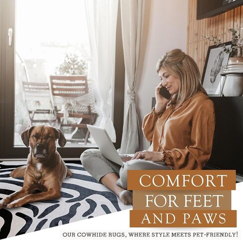 Sunshine Cowhides 100% Genuine Zebra Wild Print Black On Beige Cowhide Rug - Modern Style Animal Skin Rug & Floor Carpet for Living Room, Bedroom, Kitchen & More - Large (6x6-7ft) in Kuwait