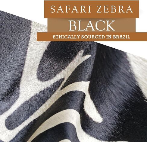 Sunshine Cowhides 100% Genuine Zebra Wild Print Black On Beige Cowhide Rug - Modern Style Animal Skin Rug & Floor Carpet for Living Room, Bedroom, Kitchen & More - Large (6x6-7ft) in Kuwait