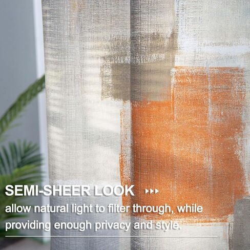 Blue Sheer Curtains for Door Window, Abstract White Semi-Transparent French Door Screen Curtains with Art Patterns for Multiple Door (25 x 72 Inch, 2 Panels) in Saudi Arabia