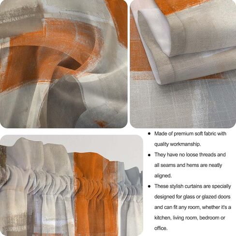 Blue Sheer Curtains for Door Window, Abstract White Semi-Transparent French Door Screen Curtains with Art Patterns for Multiple Door (25 x 72 Inch, 2 Panels) in Saudi Arabia