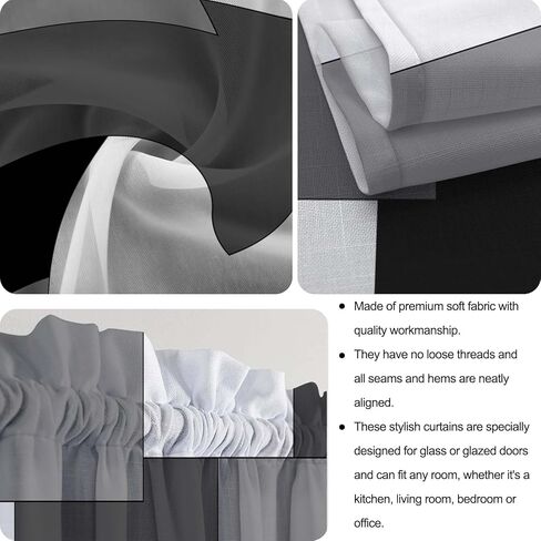 Blue Sheer Curtains for Door Window, Abstract White Semi-Transparent French Door Screen Curtains with Art Patterns for Multiple Door (25 x 72 Inch, 2 Panels) in Kuwait