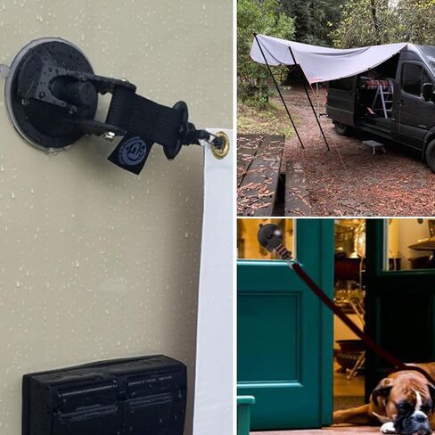 TRIWONDER كؤوس شفط شديدة التحمل خطافات قوية لشفط الهواء مع خطاف تأمين قابل للإزالة، ربط قوي للأسفل لسيارة التخييم، المظلة، القارب، مصيدة التخييم، الحمام والمطبخ in Kuwait