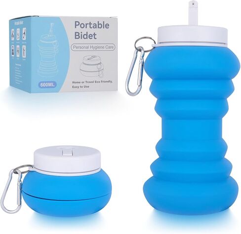 Portable Bidet - 600ml Collapsible & Expandable - for Travel, Outdoor, Camping, Hiking, Pregnancy, Postpartum, Baby Care, Elderly and Muslims Hygiene, Blue in Saudi Arabia