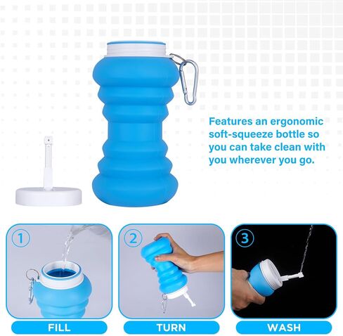 Portable Bidet - 600ml Collapsible & Expandable - for Travel, Outdoor, Camping, Hiking, Pregnancy, Postpartum, Baby Care, Elderly and Muslims Hygiene, Blue in Saudi Arabia