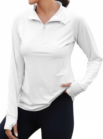 We1Fit Women's UPF 50+ Sun Shirts Long Sleeve Quarter Zip Pullover Lightweight Hiking Running Workout Tops in Saudi Arabia