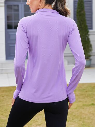 We1Fit Women's UPF 50+ Sun Shirts Long Sleeve Quarter Zip Pullover Lightweight Hiking Running Workout Tops in Saudi Arabia