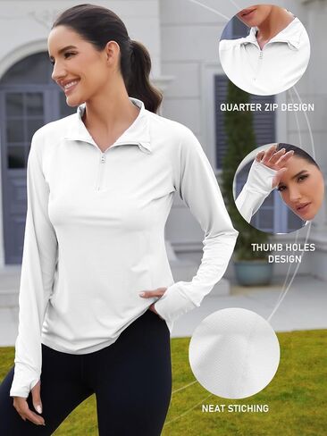 We1Fit Women's UPF 50+ Sun Shirts Long Sleeve Quarter Zip Pullover Lightweight Hiking Running Workout Tops in Saudi Arabia