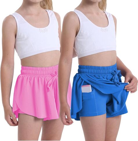 2 Pack Toddler Butterfly Shorts Girls Flowy Shorts Dance Cheer Shorts in Saudi Arabia