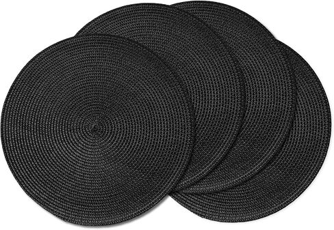 AHHFSMEI Round Braided Placemats 15 Inch Round Table Mats for Dining Tables Natural Woven Heat Resistant Place mats Set of 6(Baby Blue, 6) in Saudi Arabia
