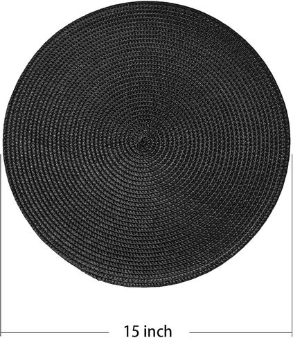 AHHFSMEI Round Braided Placemats 15 Inch Round Table Mats for Dining Tables Natural Woven Heat Resistant Place mats Set of 6(Baby Blue, 6) in Saudi Arabia