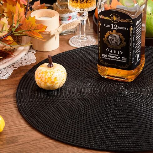 AHHFSMEI Round Braided Placemats 15 Inch Round Table Mats for Dining Tables Natural Woven Heat Resistant Place mats Set of 6(Baby Blue, 6) in Saudi Arabia