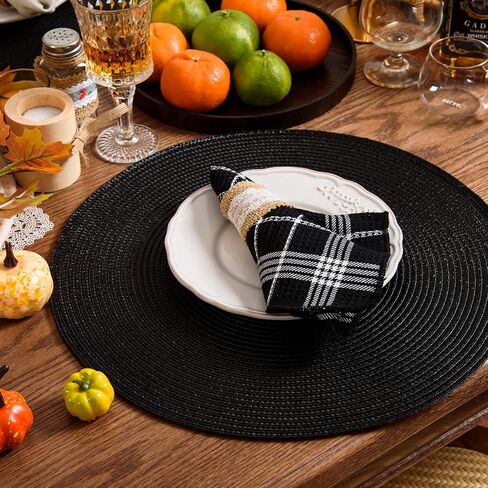 AHHFSMEI Round Braided Placemats 15 Inch Round Table Mats for Dining Tables Natural Woven Heat Resistant Place mats Set of 6(Baby Blue, 6) in Saudi Arabia