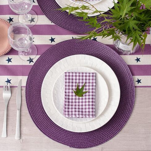 AHHFSMEI Round Braided Placemats 15 Inch Round Table Mats for Dining Tables Natural Woven Heat Resistant Place mats Set of 6(Baby Blue, 6) in Saudi Arabia