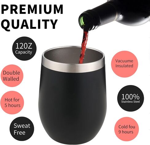 12oz/4 Pack Wine Tumbler Glasses with Lid Stemless Double Wall Vacuum Stainless Steel Travel Tumbler Keeping Cold & Hot for Wine,Coffee,Cocktails,Drinks-Family and Gifts (Multi color-dark) in Saudi Arabia