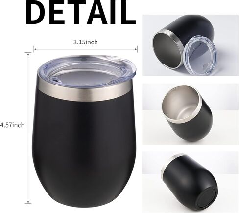 12oz/4 Pack Wine Tumbler Glasses with Lid Stemless Double Wall Vacuum Stainless Steel Travel Tumbler Keeping Cold & Hot for Wine,Coffee,Cocktails,Drinks-Family and Gifts (Multi color-dark) in Saudi Arabia
