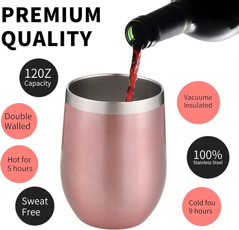 12oz/4 Pack Wine Tumbler Glasses with Lid Stemless Double Wall Vacuum Stainless Steel Travel Tumbler Keeping Cold & Hot for Wine,Coffee,Cocktails,Drinks-Family and Gifts (Multi color-dark) in Saudi Arabia