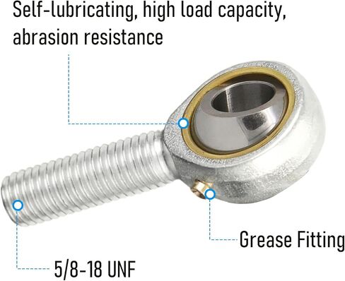 POSB8 Spherical Rod End Bearings 1/2" Bore Pre-Lubricated Joint Bearings Set, Self-Lubricating Rod End 1/2-20 Male Thread Connector Bearing with Jam Nut in Saudi Arabia