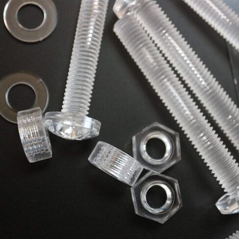 20x Transparent Clear Plastic Acrylic M8 x 60mm Nuts & Bolts -Acrylic Plastic Screws, 15/64 x 2-23/64 in Kuwait
