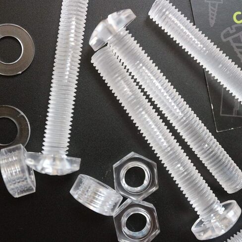 20x Transparent Clear Plastic Acrylic M8 x 60mm Nuts & Bolts -Acrylic Plastic Screws, 15/64 x 2-23/64 in Kuwait