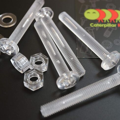 20x Transparent Clear Plastic Acrylic M8 x 60mm Nuts & Bolts -Acrylic Plastic Screws, 15/64 x 2-23/64 in Kuwait
